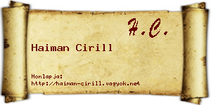 Haiman Cirill névjegykártya